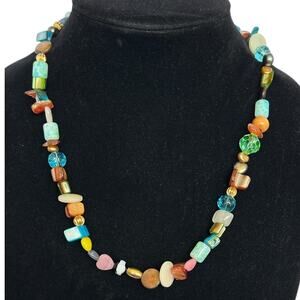 Multi colored chunky beaded necklace
